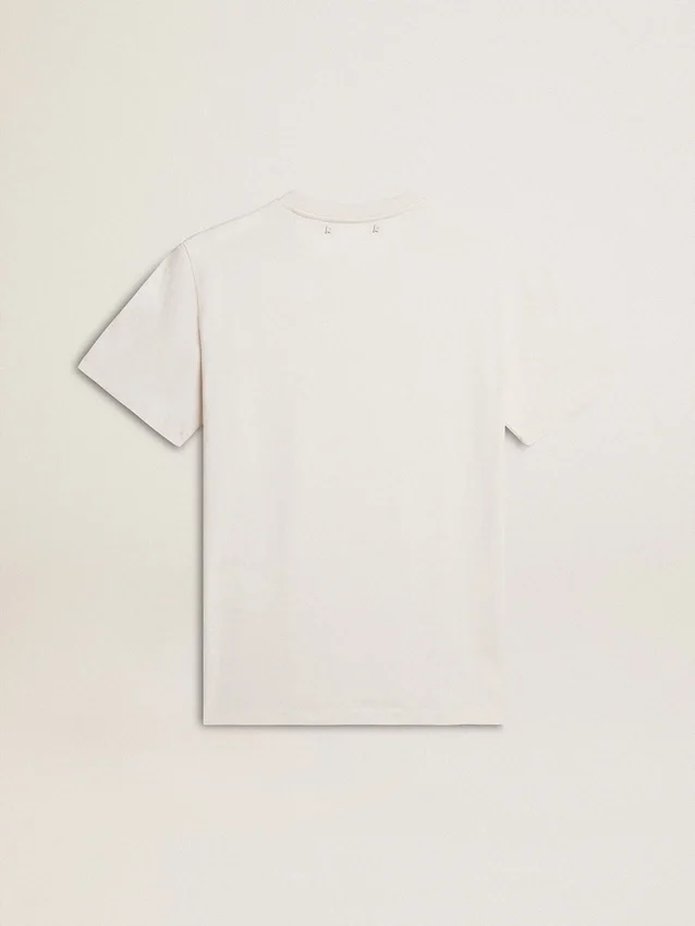 Chemise en coton blanc délavé pour femme avec inscription noire