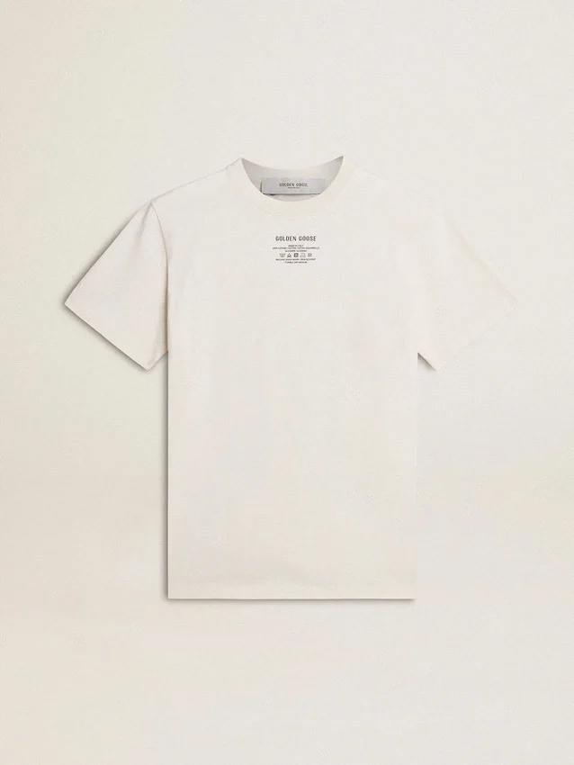 Chemise en coton blanc délavé pour homme avec lettrage noir
