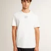 Chemise en coton blanc délavé pour homme avec lettrage noir