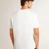 Chemise en coton blanc délavé pour homme avec lettrage noir