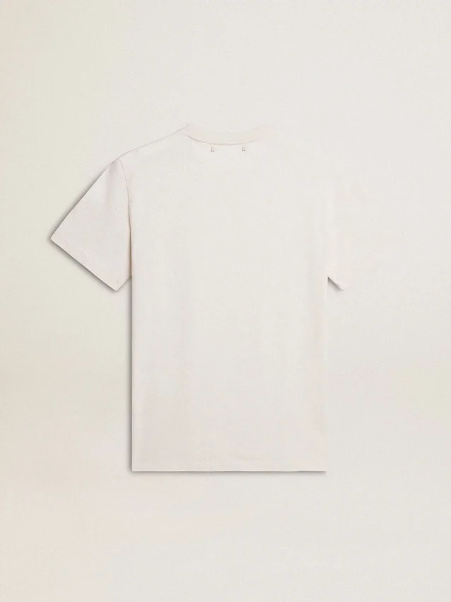 Chemise en coton blanc délavé pour homme avec lettrage noir