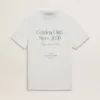 Chemise en coton blanc pour homme avec imprimé vert