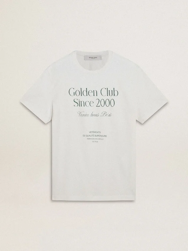 Chemise en coton blanc pour homme avec imprimé vert