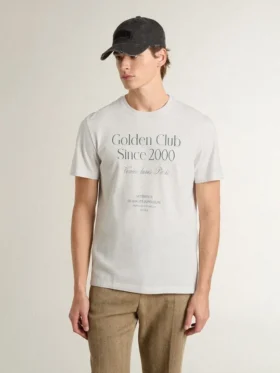 Chemise en coton blanc pour homme avec imprimé vert