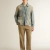 Chemise en coton blanc pour homme avec imprimé vert