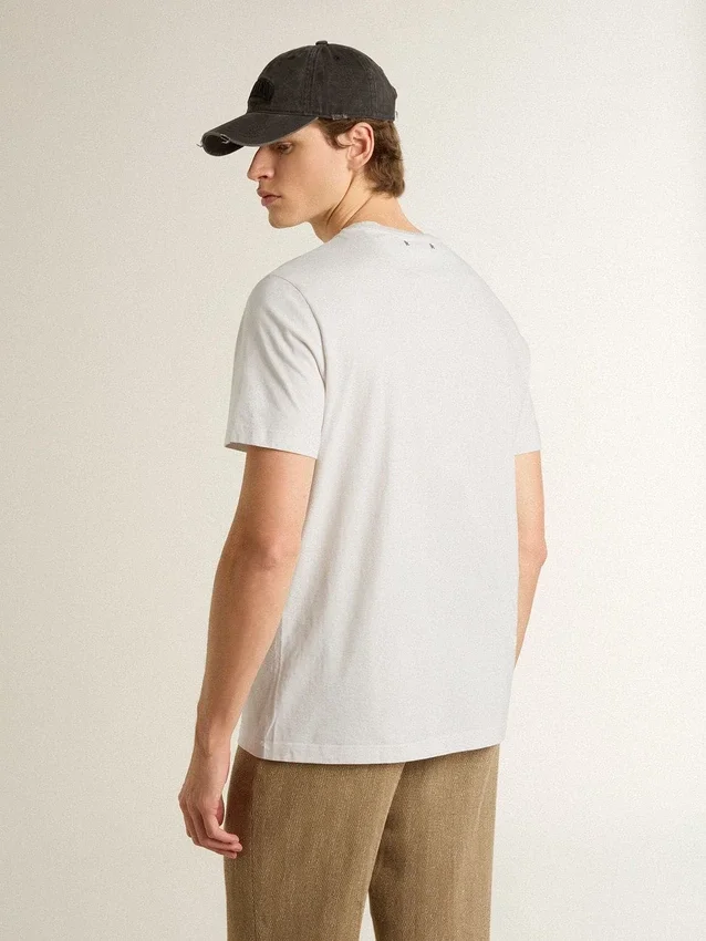 Chemise en coton blanc pour homme avec imprimé vert