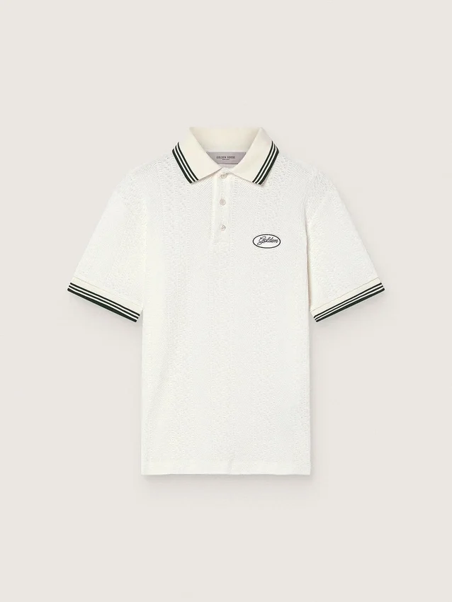 Chemise en coton blanche pour homme avec motif jacquard ajouré