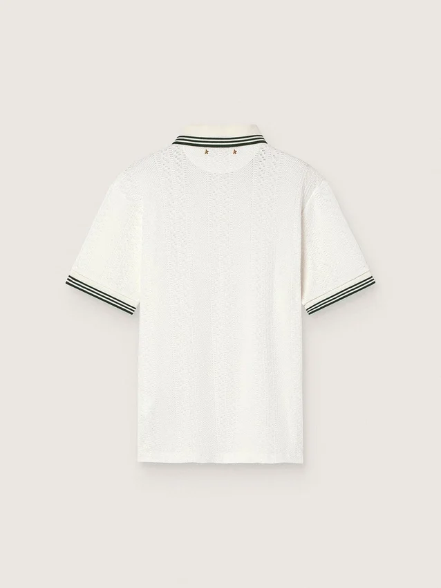 Chemise en coton blanche pour homme avec motif jacquard ajouré