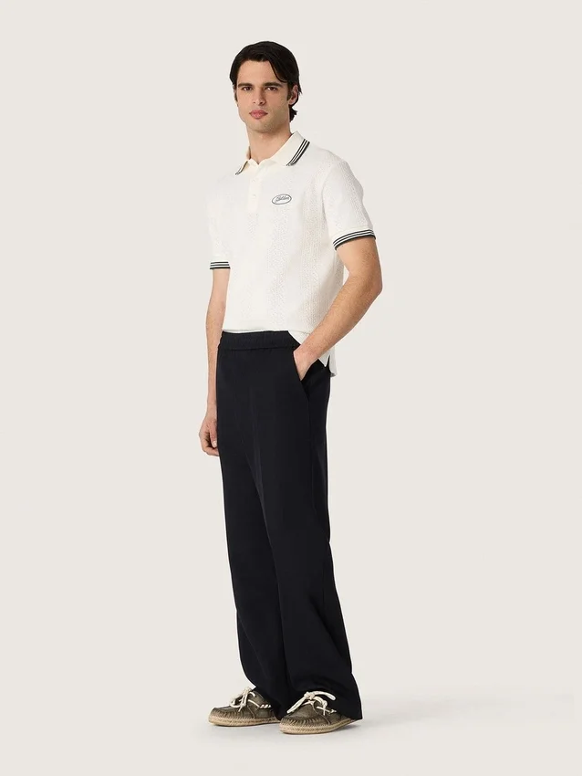 Chemise en coton blanche pour homme avec motif jacquard ajouré