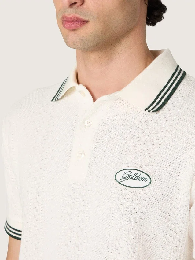 Chemise en coton blanche pour homme avec motif jacquard ajouré