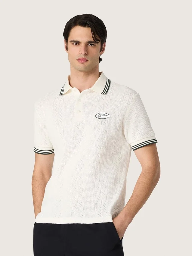 Chemise en coton blanche pour homme avec motif jacquard ajouré