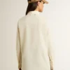 Chemise en coton couleur crème pour femme avec broderies florales