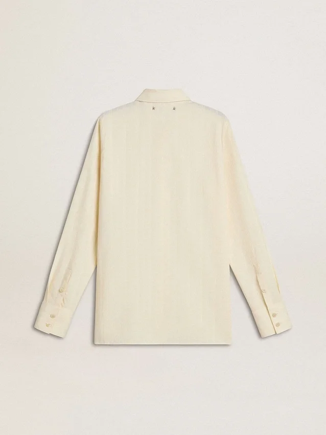 Chemise en coton couleur crème pour femme avec broderies florales
