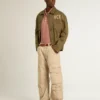 Chemise en coton couleur olive pour homme