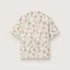 Chemise en coton à manches courtes pour homme, imprimé floral noir et blanc