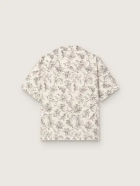Chemise en coton à manches courtes pour homme, imprimé floral noir et blanc
