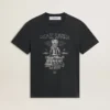 Chemise en coton noir délavé pour homme avec imprimé sur le devant