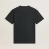 Chemise en coton noir délavé pour homme avec imprimé sur le devant