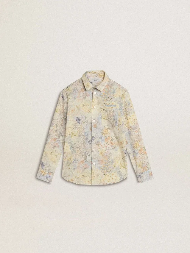 Chemise en coton pour fille à imprimé floral multicolore