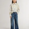 Chemise en coton pour fille à imprimé floral multicolore