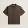Chemise en coton pour homme, gris anthracite, avec broderie