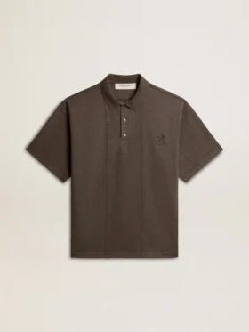 Chemise en coton pour homme, gris anthracite, avec broderie
