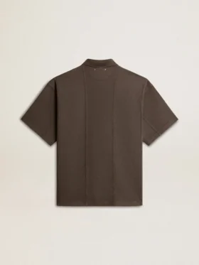 Chemise en coton pour homme, gris anthracite, avec broderie