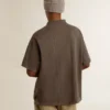 Chemise en coton pour homme, gris anthracite, avec broderie
