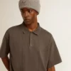 Chemise en coton pour homme, gris anthracite, avec broderie