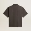 Chemise en coton pour homme, gris anthracite, avec broderie