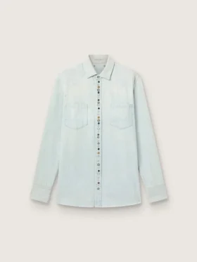 Chemise en denim délavé pour homme avec clous martelés