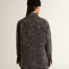 Chemise en denim noir pour femme avec motif floral ton sur ton