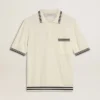 Chemise en maille blanche délavée pour homme avec bordures bleues