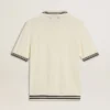 Chemise en maille blanche délavée pour homme avec bordures bleues