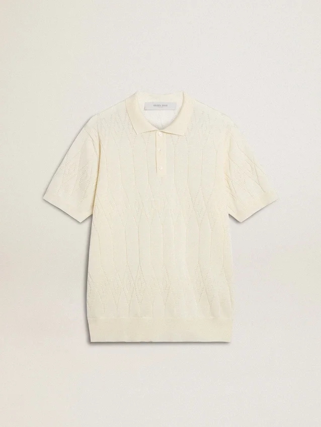 Chemise en maille jacquard blanche pour homme