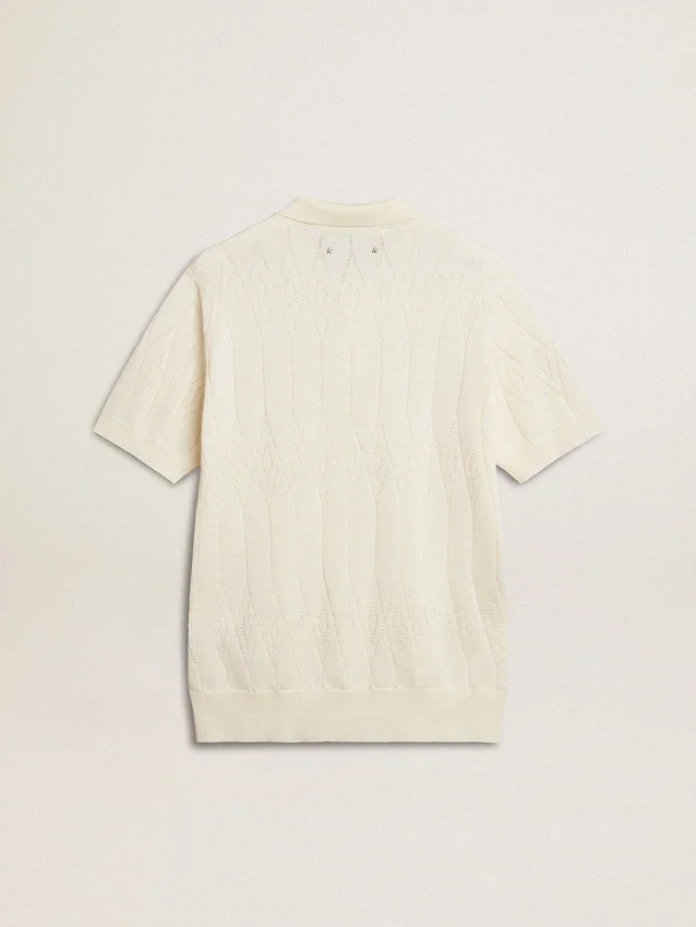 Chemise en maille jacquard blanche pour homme
