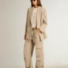 Chemise femme en coton blanc vieilli avec imprimé vintage