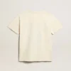 Chemise femme en coton blanc vieilli avec imprimé vintage