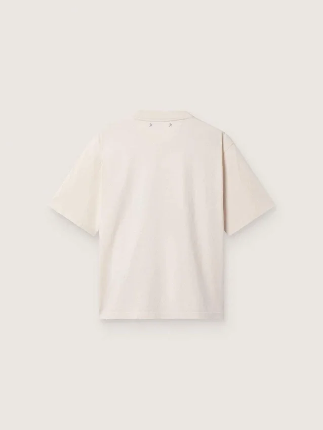 Chemise femme en jersey de coton blanc à imprimé étoiles