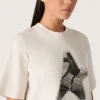 Chemise femme en jersey de coton blanc à imprimé étoiles
