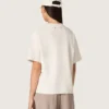 Chemise femme en jersey de coton blanc à imprimé étoiles
