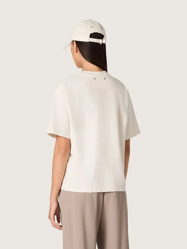 Chemise femme en jersey de coton blanc à imprimé étoiles