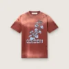 Chemise femme en jersey de coton couleur rouille à imprimé floral