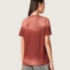 Chemise femme en jersey de coton couleur rouille à imprimé floral