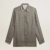 Chemise femme en soie mélangée à de la viscose, verte, à motif floral
