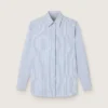 Chemise femme à fines rayures