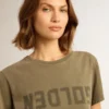 Chemise femme vert olive avec lettrage doré