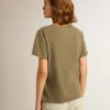 Chemise femme vert olive avec lettrage doré