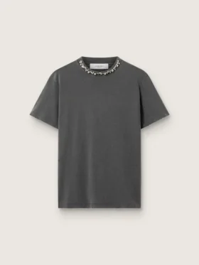 Chemise gris anthracite pour femme avec cristaux