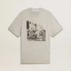 Chemise gris effet vintage pour homme avec imprimé sur le devant